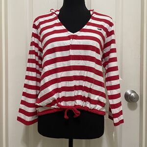 Vintage NWT Tommy Jeans Striped Shirt Nautical Y2K Red White X-Large XL Hilfiger